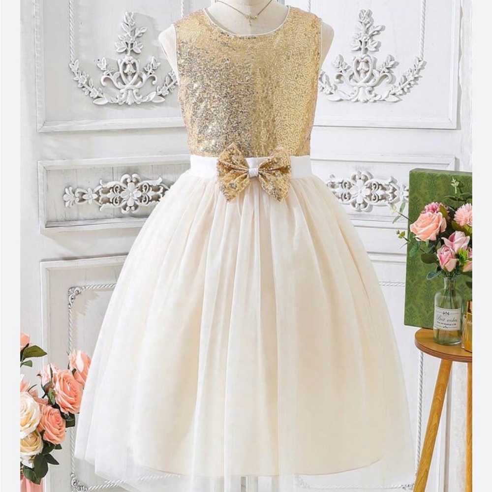 Gold Glitter Mesh Sleeveless Dress